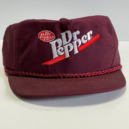 Vintage True Original Dr. Pepper Maroon Rope Snapback Cap Hat