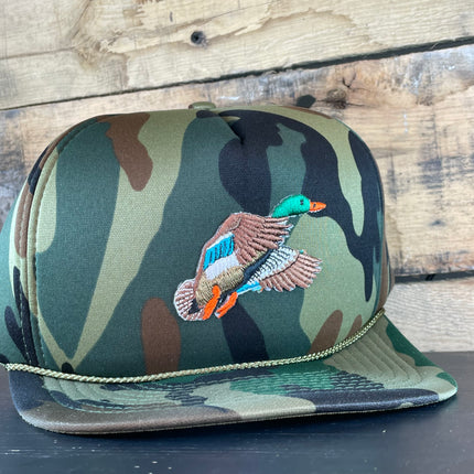 Custom Mallard Duck Hunting Camo Vintage Foam Snapback Cap Hat
