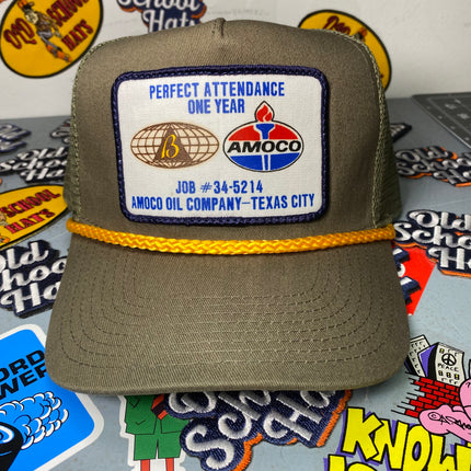 Custom Amoco Oil Gasoline Company Vintage Mesh Snapback Hat Cap with Rope