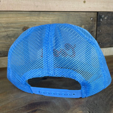 Custom Embroidered  Longhorns 1980s Vintage Light Blue Mesh Trucker Snapback Cap Hat