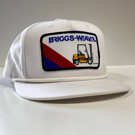 Custom Briggs Weaver Forklift Vintage Patch White SnapBack Cap Hat