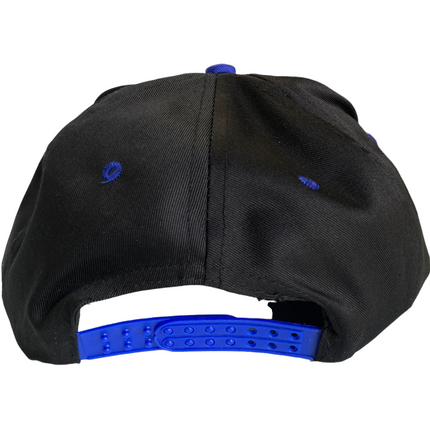 Vintage Black Mid Crown Blue Brim SnapBack Hat Cap With Rope