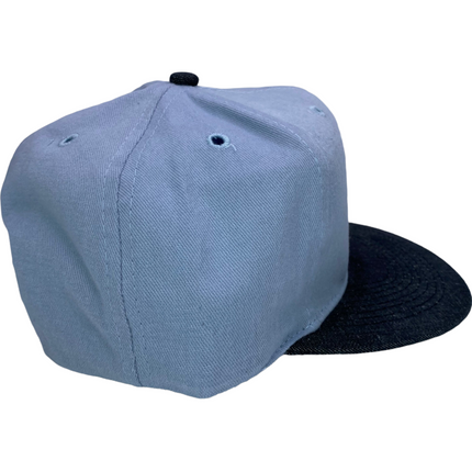 Vintage Sky Blue Crown Black Brim Snapback Hat Cap