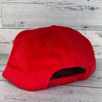Old School Red Cord Keepin It Old School Red Corduroy Black Rope Snapback Cap Hat Fits up to Big Heads
