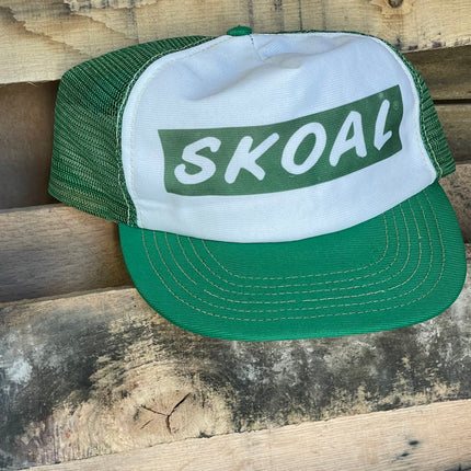 Vintage SKOAL Big Spell Out Green Mesh Snapback Trucker Cap Hat (SEE PHOTOS AS IS) Be gentle with her