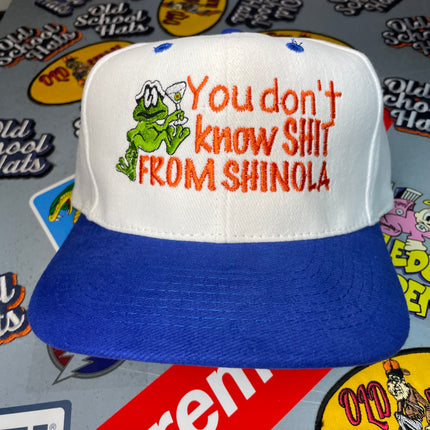 You Don’t Know Shit From Shinola Vintage Blue Brim Strapback Baseball Cap Hat Custom Embroidered
