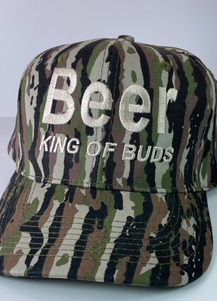 BEER KING OF BUDS Camouflage Snapback Cap Hat Camo Custom Embroidered