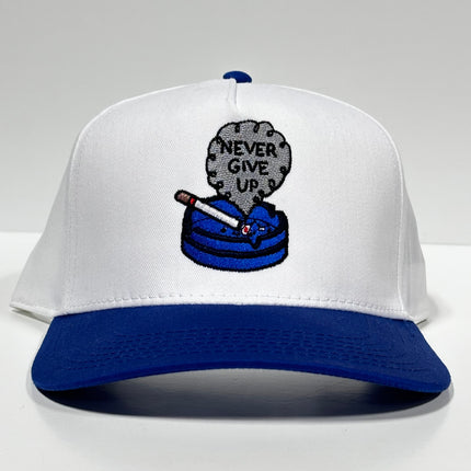 NEVER GIVE UP Funny SnapBack Cap Hat Custom Embroidered