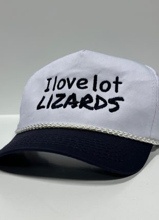 I LOVE LOT LIZARDS Vintage Rope Navy Brim SnapBack Cap Hat Custom Embroidered