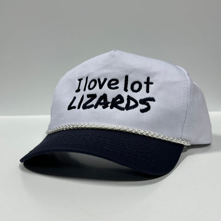 I LOVE LOT LIZARDS Vintage Rope Navy Brim SnapBack Cap Hat Custom Embroidered