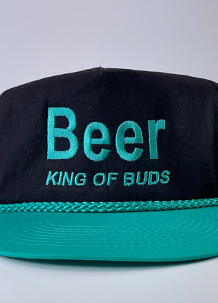 BEER KING OF BUDS Vintage Turquoise Green Rope Snapback Cap Hat Custom Embroidered