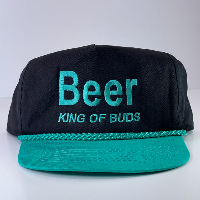 BEER KING OF BUDS Vintage Turquoise Green Rope Snapback Cap Hat Custom Embroidered