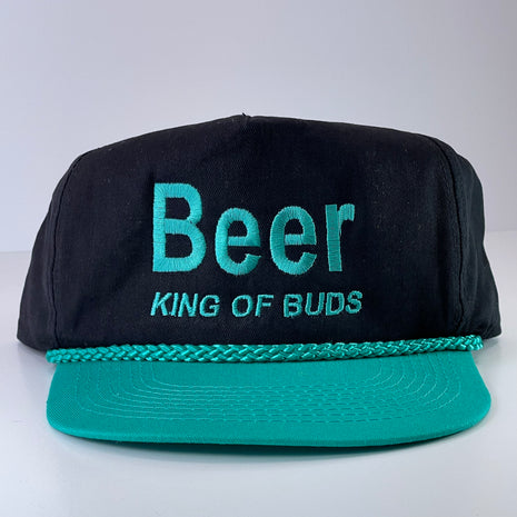 BEER KING OF BUDS Vintage Turquoise Green Rope Snapback Cap Hat Custom Embroidered