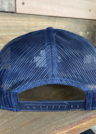 Custom Old School Gold Rope Hat 6 Panel Mesh Trucker Vintage Custom Embroidered Snapback Cap Hat Navy Blue