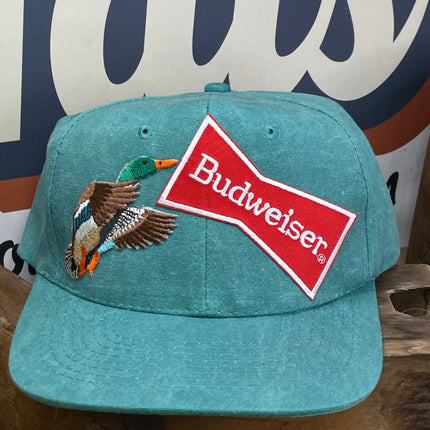 Custom Budweiser Beer patch Mallard Duck Green Snapback Cap Hat