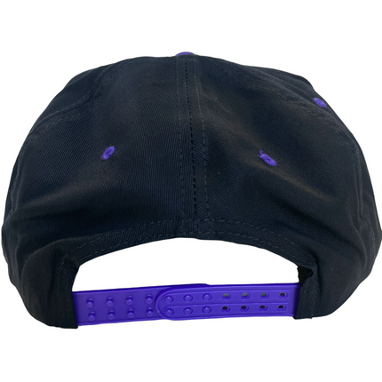Vintage Black Mid Crown Purple Brim SnapBack Hat Cap with Rope