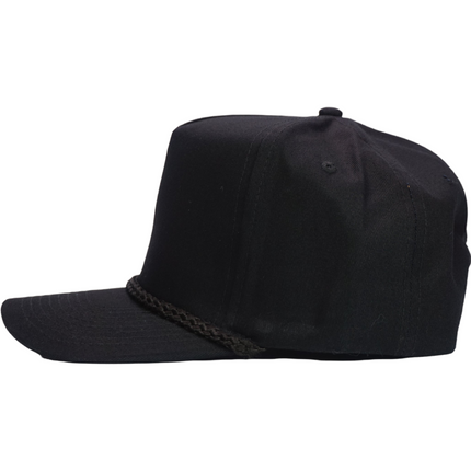 Vintage Black Mid Crown Snapback Hat Cap with Rope