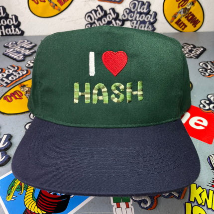 I Love Hash Vintage Strapback Cap Hat Custom Embroidered