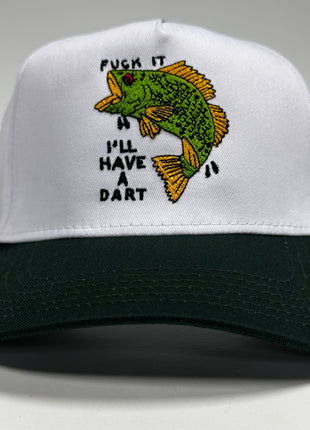 F IT I’LL HAVE A DART FUNNY FISHING Trucker SnapBack Cap Hat Custom Embroidered