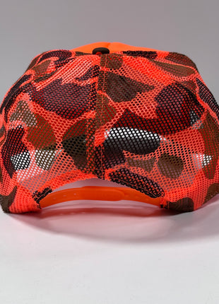 Lab Duck in Mouth Hunting Orange Camo Cap Hat Custom Embroidered