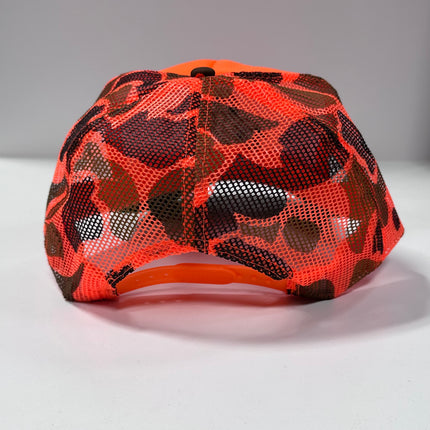 Lab Duck in Mouth Hunting Orange Camo Cap Hat Custom Embroidered