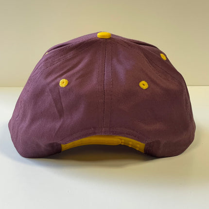 RUN THE DANG BALL Gold and Burgundy on a Vintage Snapback Cap Hat Custom Embroidered