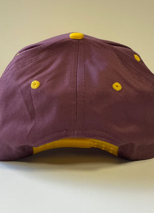 RUN THE DANG BALL Gold and Burgundy on a Vintage Snapback Cap Hat Custom Embroidered