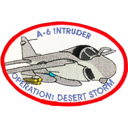 Vintage Operation Desert Storm A-6 Intruder Logo Red and White 4.5”x3” Sew On Oval Patch