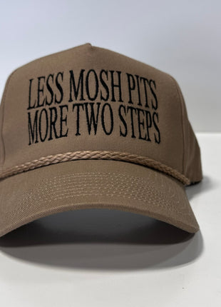 Less Mosh Pitts More Two Steps Tan SnapBack Hat Cap with rope Custom Embroidery