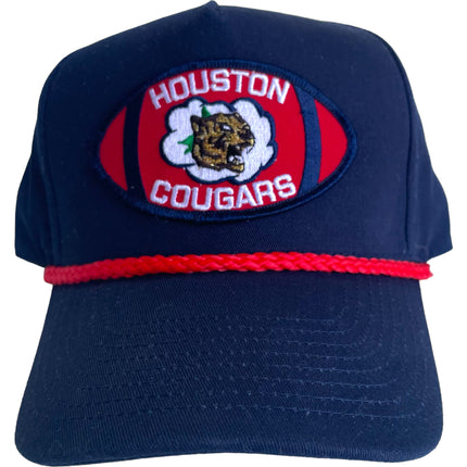 Custom Houston Cougars patch on a Navy SnapBack Hat Cap with Rope