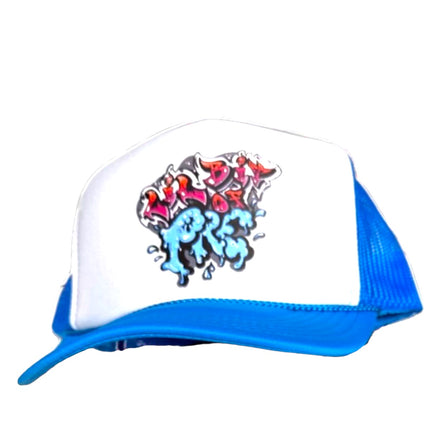 PRE on a Vintage blue white mesh Trucker SnapBack Hat Cap