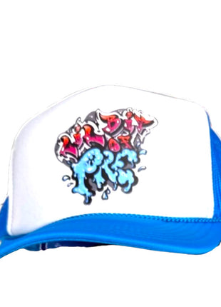 PRE on a Vintage blue white mesh Trucker SnapBack Hat Cap