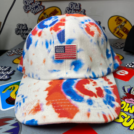 Custom Tye Dye American Flag Vintage Strapback Hat Cap