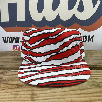 Vintage Red White Zebra flat brim Tall Crown Blank Snapback Hat