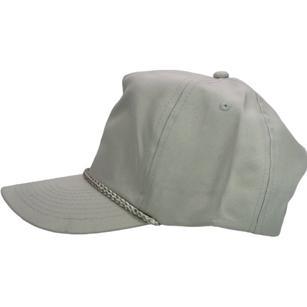 Vintage Light Gray Mid Crown Snapback Hat Cap with Rope