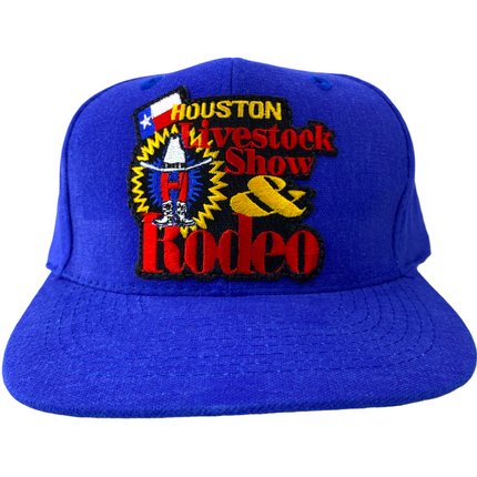 Custom Houston Livestock Rodeo Vintage Blue Strapback Hat Cap