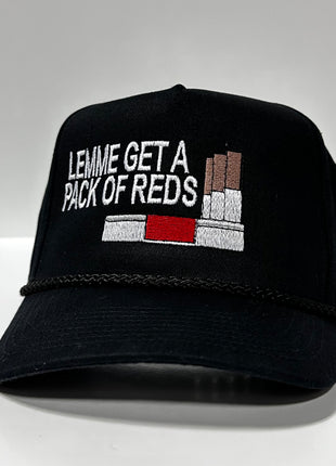 LEMME GET A PACK OF REDS Vintage Black Rope SnapBack Cap Hat Funny Custom Embroidered
