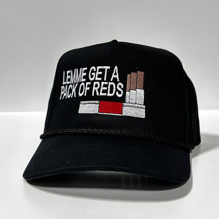 LEMME GET A PACK OF REDS Vintage Black Rope SnapBack Cap Hat Funny Custom Embroidered