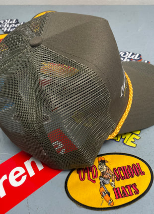 Rowdy Roger Official Trust Me I’m A Mechanic Old School Hats Garage Mesh Snapback Hat with Yellow Rope