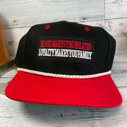 Custom Blood makes your related Loyalty makes you family Vintage Hat Cap with White Rope