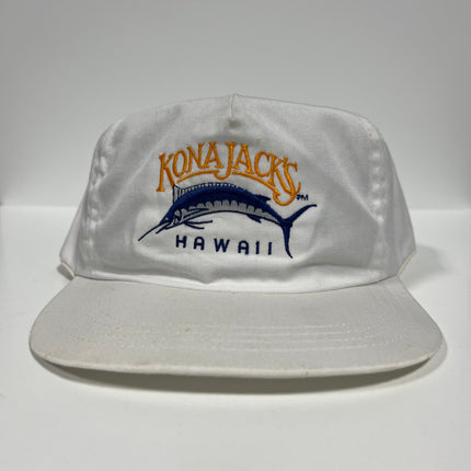Vintage Kona Jacks Swordfish Hawaii White Zipback Hat Cap – Old