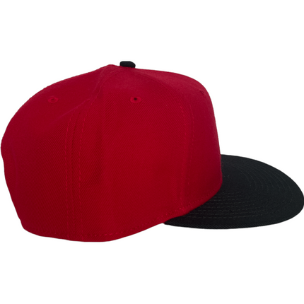 Red Mid Crown 5 Panel Black Brim SnapBack Hat Cap