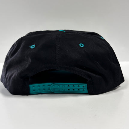 Kiss My Double Wide Ass on a Vintage Black Crown Teal Brim with Rope SnapBack Hat Cap Custom Embroidery Chris Chapman