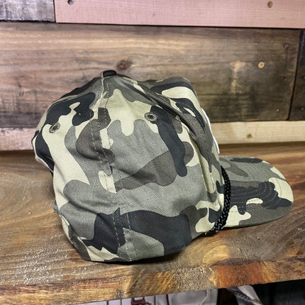 Custom Grizzly Camo Black Rope Snapback Cap Hat