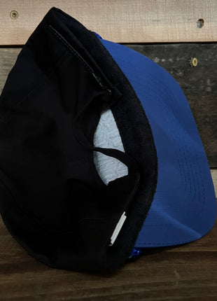 All My Money Goes To Beer And Cigarettes Vintage Black Crown Blue Brim Zipback Hat Cap with blue rope Custom Embroidery