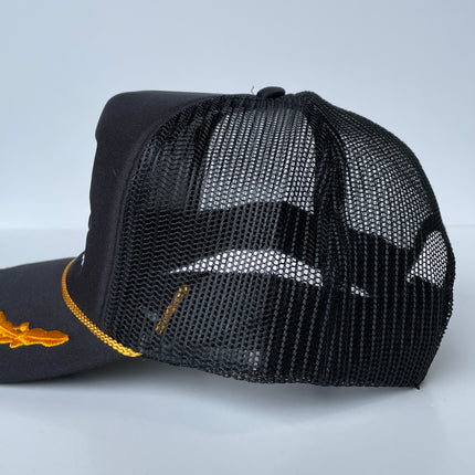Thank You For Holding Your Breath While I Smoke Custom Embroidered Gold Leaf Black Trucker Hat SnapBack Cap