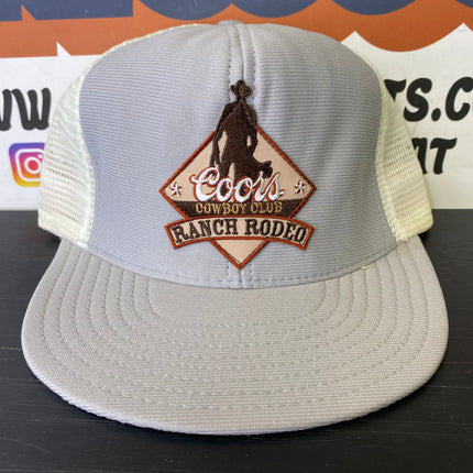 Custom Coors Cowboy Ranch Rodeo Vintage Gray Mesh Snapback Hat Cap