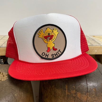 Custom Oh Shit Vintage White Crown Red Mesh Trucker Adjustable Snapback Cap Hat for Him