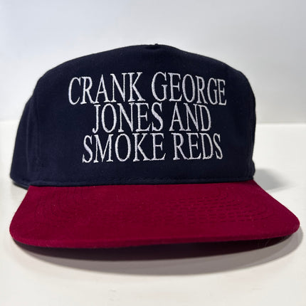 Crank George Jones and Smoke Reds Navy Crown Maroon Brim Strapback Hat Cap Custom Embroidery