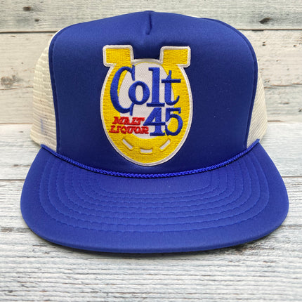 Custom Colt 45 Liquor Beer Vintage Mesh Blue Rope Snapback hat cap